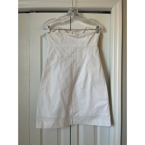 LILLY PULITZER Wesley White Zip It Panel Embroidery Strapless Dress - Picture 7 of 7